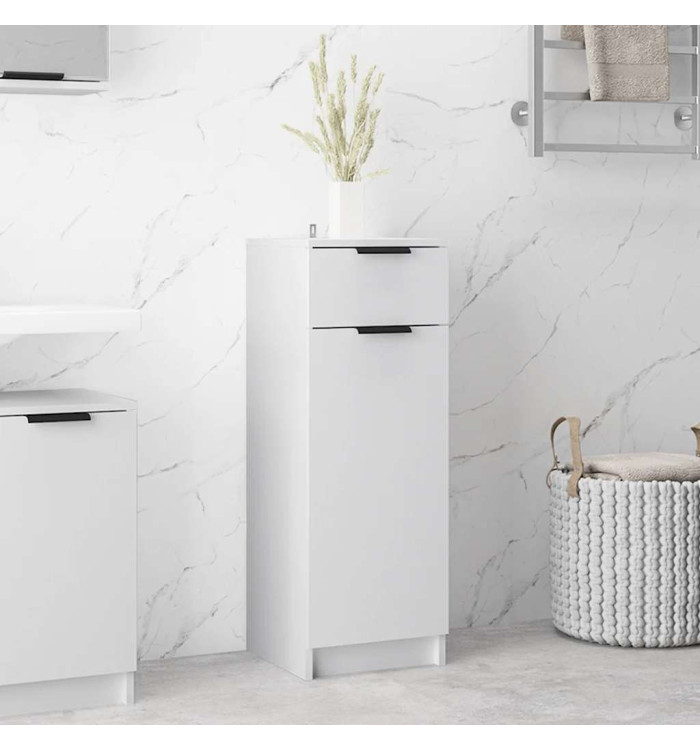 Armoire de salle de bain blanc 32x34x90 cm bois d'ingénierie | Mobilier & Déco