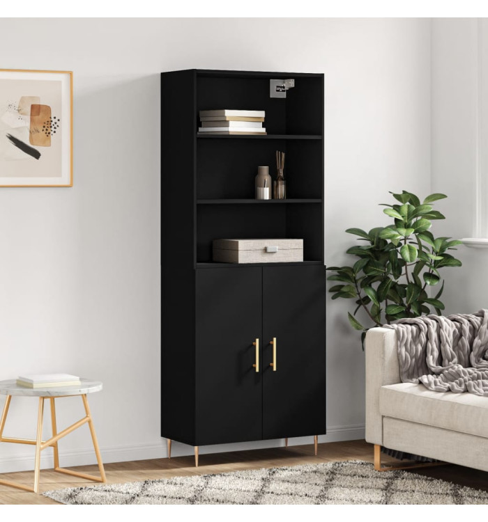 Buffet haut Noir 69,5x34x180 cm Bois d'ingénierie | Mobilier & Déco