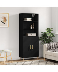 Buffet haut Noir 69,5x34x180 cm Bois d'ingénierie | Mobilier & Déco