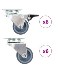12 pcs Roulettes pivotantes doubles 50 mm | Mobilier & Déco