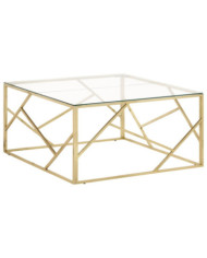 Table basse doré acier inoxydable et verre trempé | Mobilier & Déco