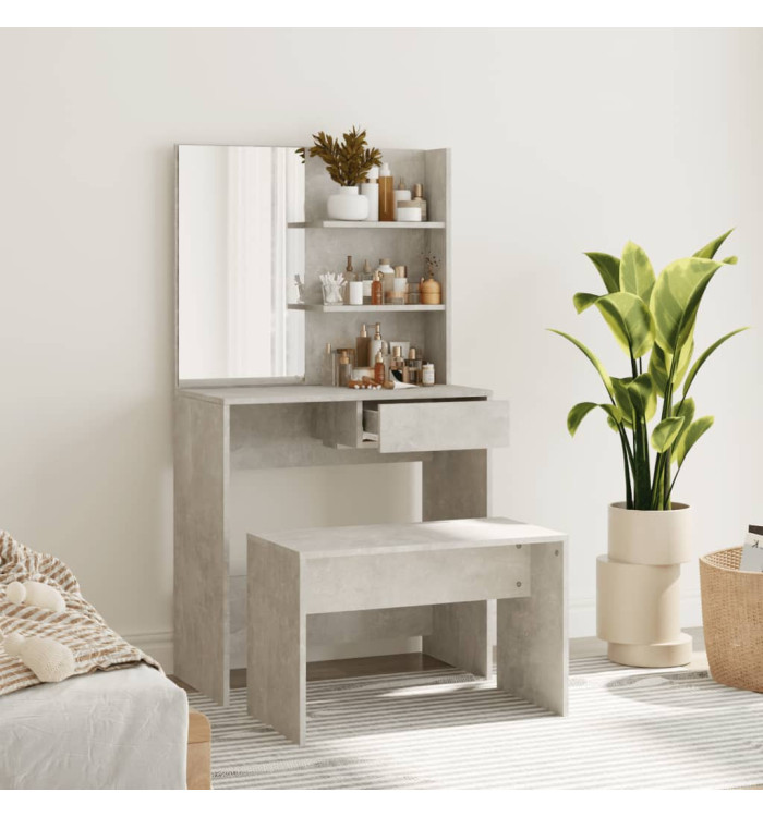 Ensemble de coiffeuse Gris béton 74,5x40x141 cm | Mobilier & Déco