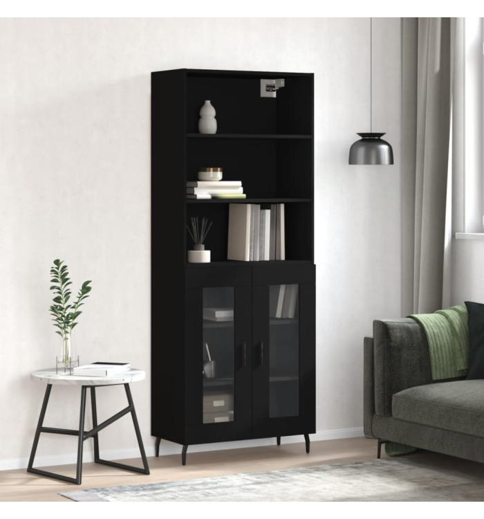 Buffet haut Noir 69,5x34x180 cm Bois d'ingénierie | Mobilier & Déco