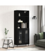 Buffet haut Noir 69,5x34x180 cm Bois d'ingénierie | Mobilier & Déco