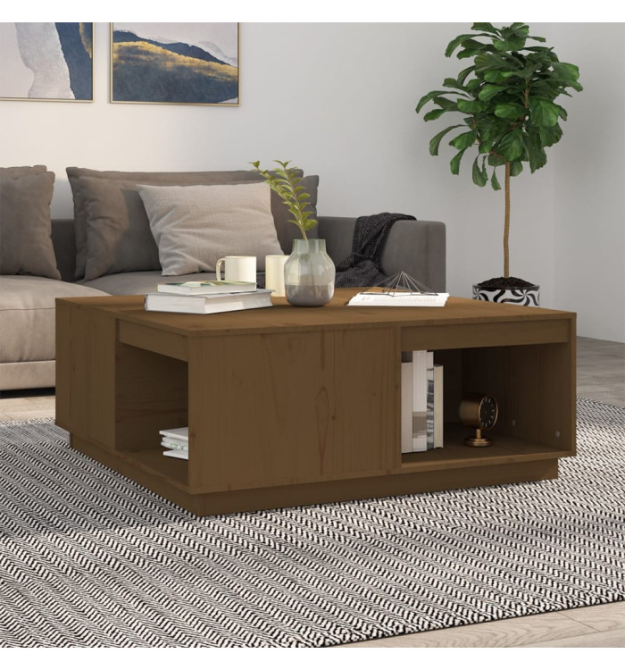 Table basse Marron miel 100x101x40,5 cm Bois massif de pin | Mobilier & Déco