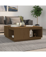 Table basse Marron miel 100x101x40,5 cm Bois massif de pin | Mobilier & Déco