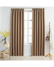 Rideaux occultants avec crochets 2 pcs Taupe 140x175 cm | Mobilier & Déco