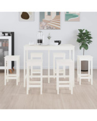 Ensemble de bar 7 pcs Blanc Bois de pin massif | Mobilier & Déco