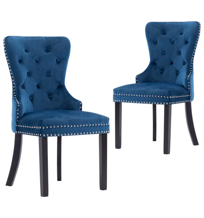 Chaises à manger lot de 2 bleu velours | Mobilier & Déco