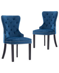 Chaises à manger lot de 2 bleu velours | Mobilier & Déco