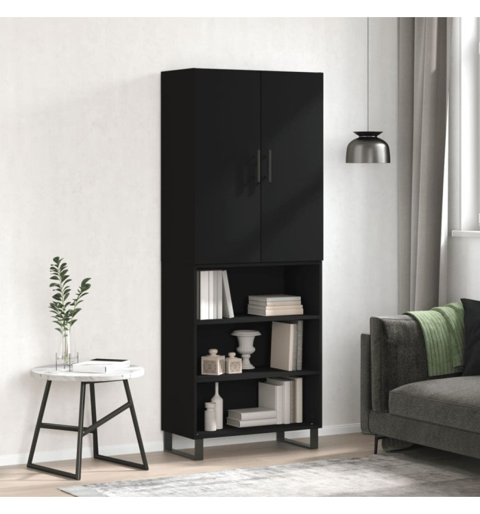 Buffet haut Noir 69,5x34x180 cm Bois d'ingénierie | Mobilier & Déco