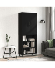Buffet haut Noir 69,5x34x180 cm Bois d'ingénierie | Mobilier & Déco