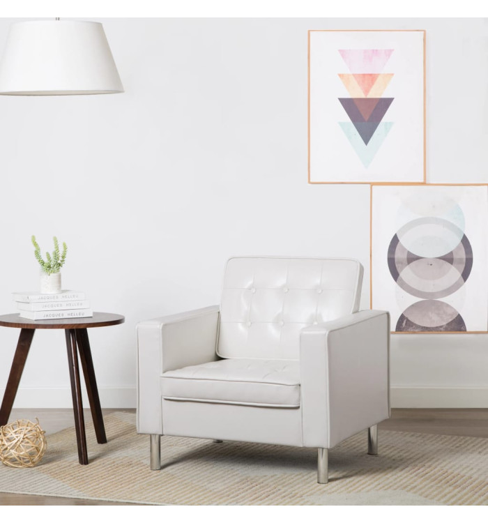 Fauteuil blanc similicuir | Mobilier & Déco