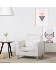 Fauteuil blanc similicuir | Mobilier & Déco