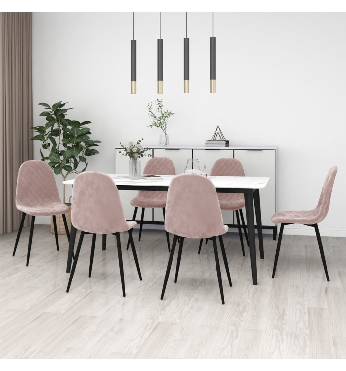 Chaises à manger lot de 6 rose velours | Mobilier & Déco