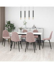Chaises à manger lot de 6 rose velours | Mobilier & Déco