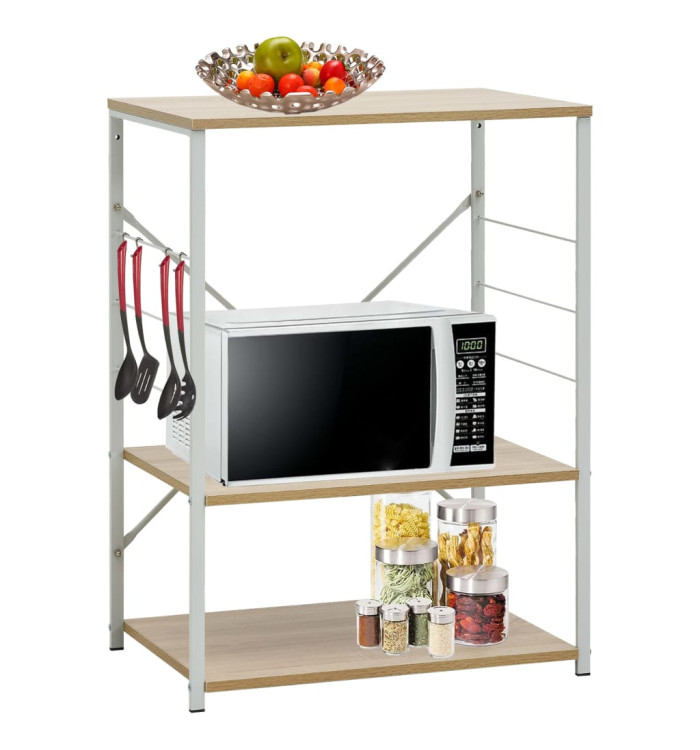 Armoire à micro-ondes Blanc et chêne 60x39,6x79,5 cm | Mobilier & Déco