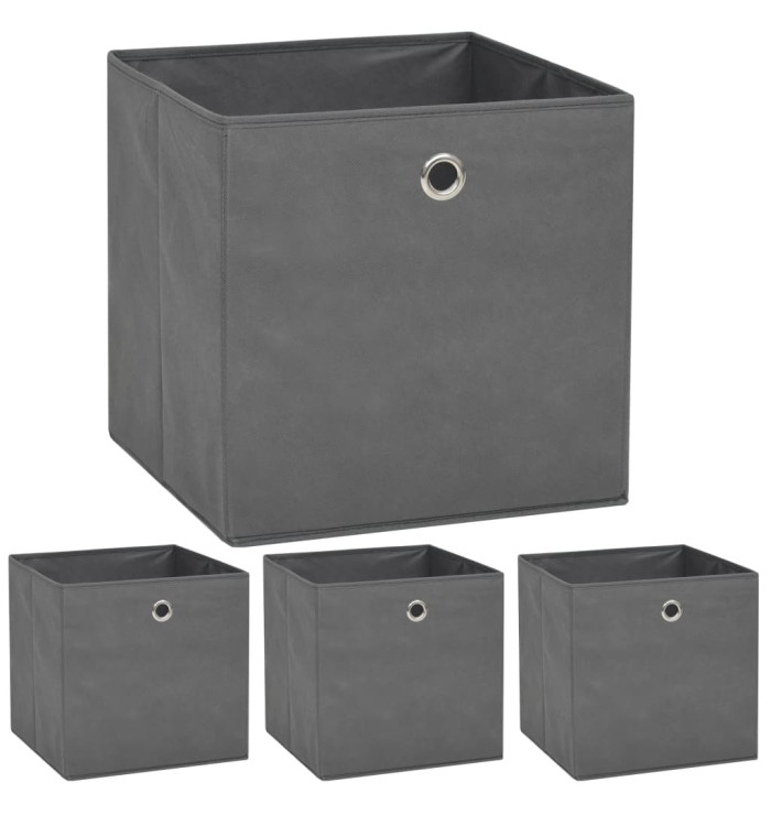 Boîte de rangement 4 pcs Tissu non-tissé 32x32x32 cm Gris | Mobilier & Déco