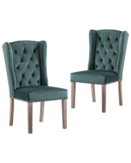 Chaises à manger lot de 2 Vert foncé Velours | Mobilier & Déco