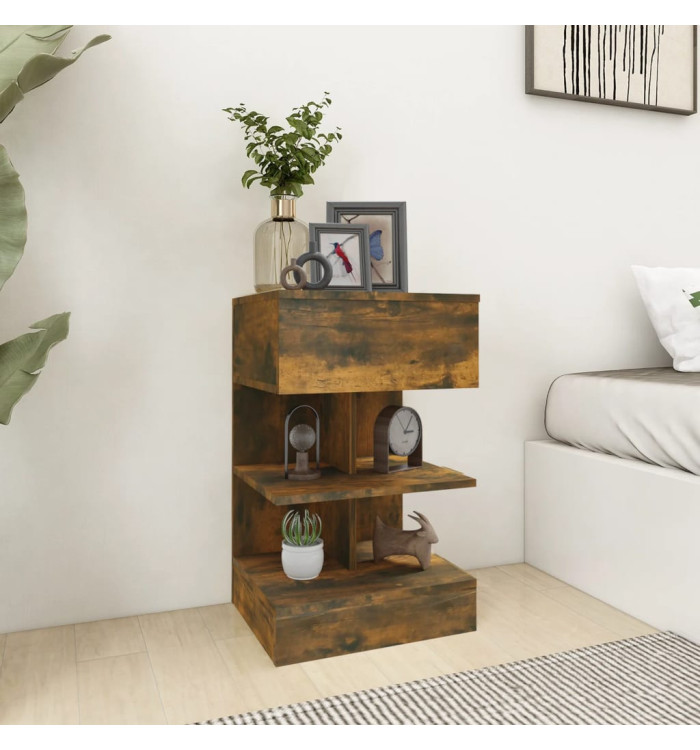 Table de chevet Chêne fumé 40x35x65 cm Bois d'ingénierie | Mobilier & Déco