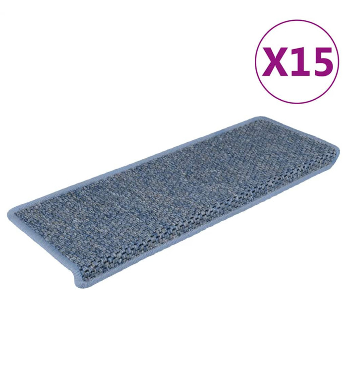 Tapis d'escalier autocollants 15 pcs 65x21x4 cm Bleu | Mobilier & Déco