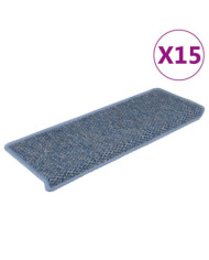 Tapis d'escalier autocollants 15 pcs 65x21x4 cm Bleu | Mobilier & Déco