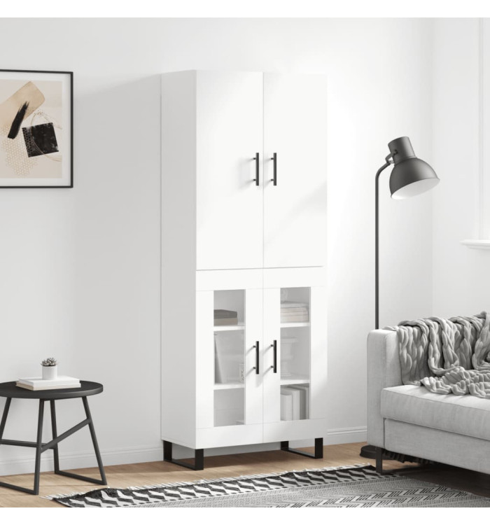 Buffet haut Blanc 69,5x34x180 cm Bois d'ingénierie | Mobilier & Déco