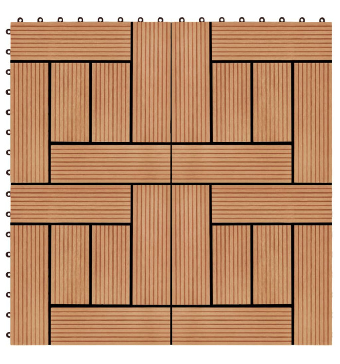 Carreaux de terrasse 22 pcs 30 x 30 cm 2 m² WPC Teck | Mobilier & Déco