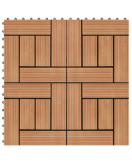 Carreaux de terrasse 22 pcs 30 x 30 cm 2 m² WPC Teck | Mobilier & Déco