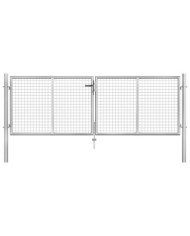 Porte de jardin Acier galvanisé 306x125 cm Argenté | Mobilier & Déco