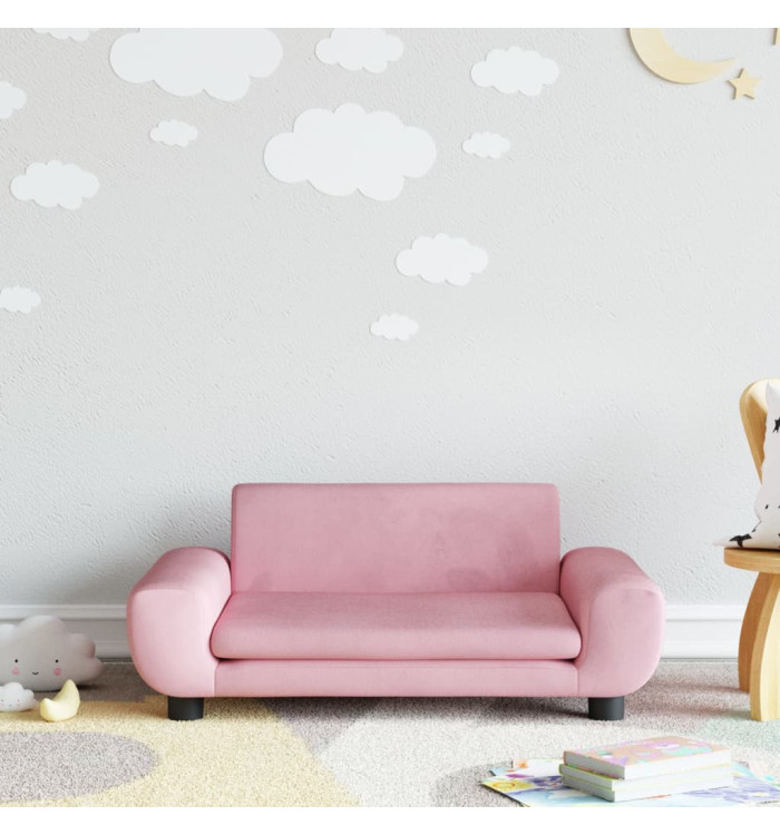 Canapé pour enfants rose 70x45x33 cm velours | Mobilier & Déco