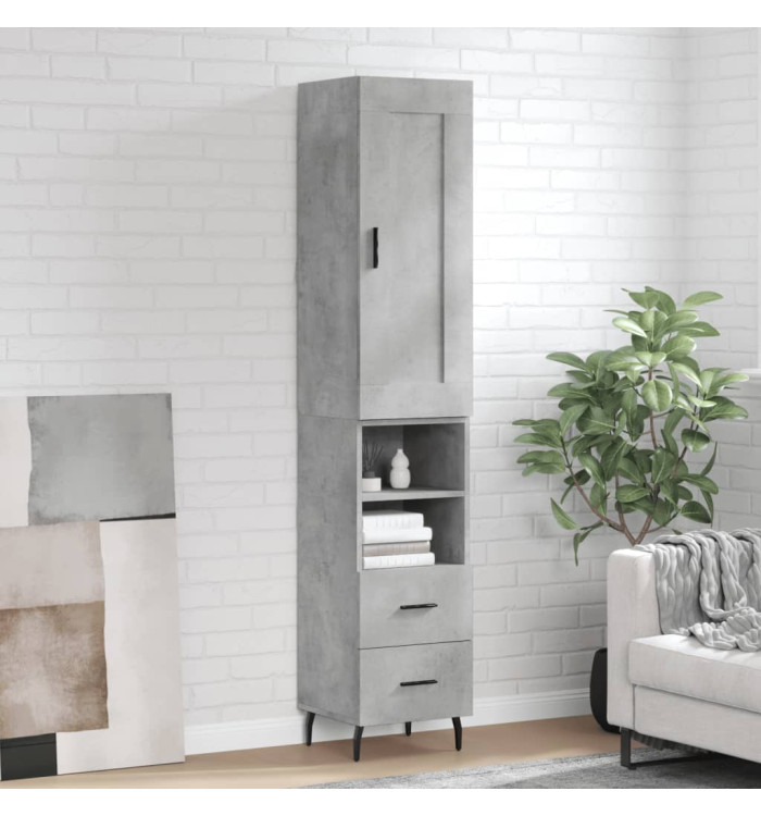 Buffet haut Gris béton 34,5x34x180 cm Bois d'ingénierie | Mobilier & Déco