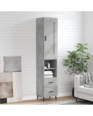 Buffet haut Gris béton 34,5x34x180 cm Bois d'ingénierie | Mobilier & Déco