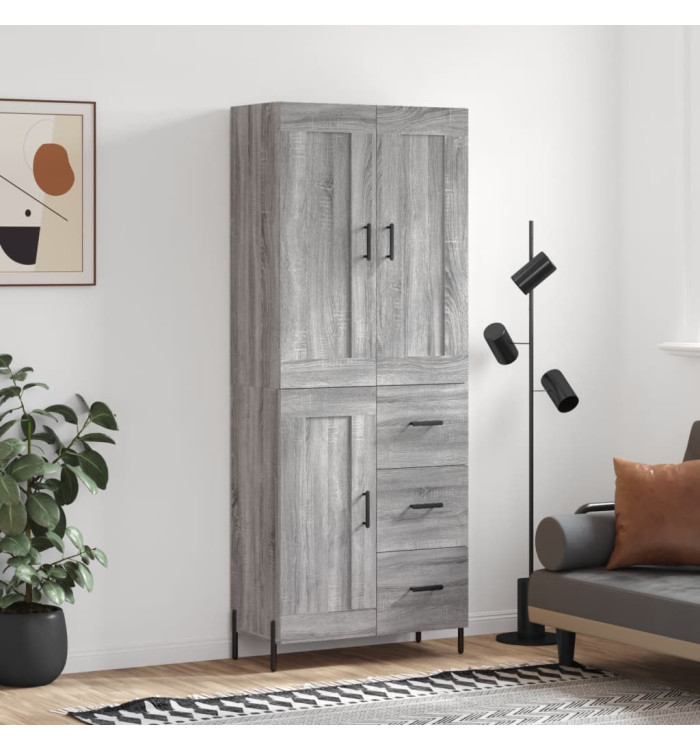 Buffet haut Sonoma gris 69,5x34x180 cm Bois d'ingénierie | Mobilier & Déco