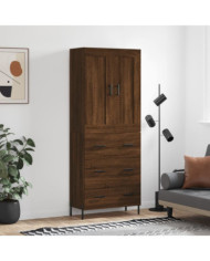 Buffet haut Chêne marron 69,5x34x180 cm Bois d'ingénierie | Mobilier & Déco