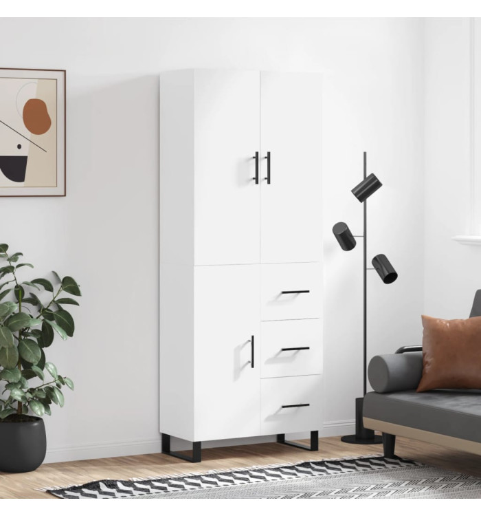 Buffet haut Blanc 69,5x34x180 cm Bois d'ingénierie | Mobilier & Déco