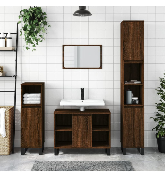 Ensemble de meubles de salle de bain 3 pcs Chêne marron | Mobilier & Déco