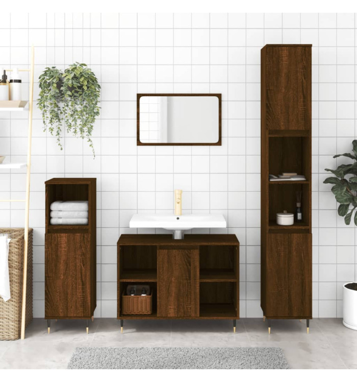 Ensemble de meubles de salle de bain 3 pcs Chêne marron | Mobilier & Déco