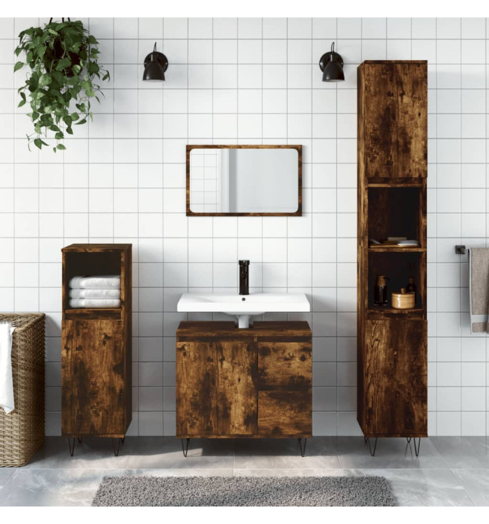Ensemble de meubles de salle de bain 3 pcs Chêne fumé | Mobilier & Déco
