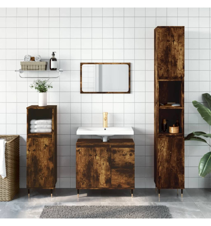 Ensemble de meubles de salle de bain 3 pcs Chêne fumé | Mobilier & Déco