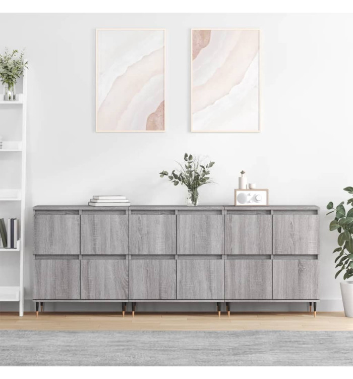 Buffets 3 pcs Sonoma gris Bois d'ingénierie | Mobilier & Déco