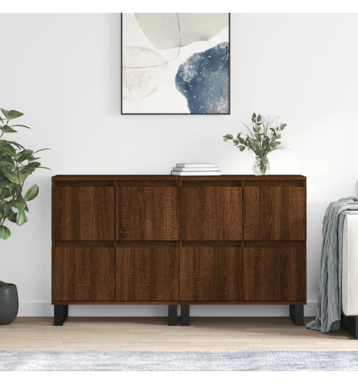 Buffets 2 pcs chêne marron bois d'ingénierie | Mobilier & Déco