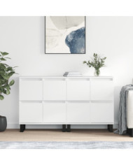 Buffets 2 pcs blanc brillant bois d'ingénierie | Mobilier & Déco