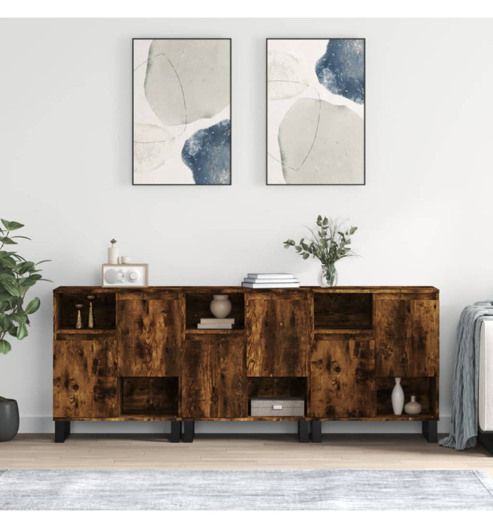 Buffets 3 pcs Chêne fumé Bois d'ingénierie | Mobilier & Déco