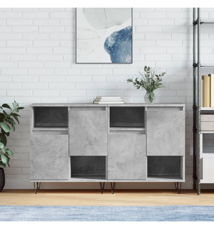 Buffets 2 pcs gris béton bois d'ingénierie | Mobilier & Déco