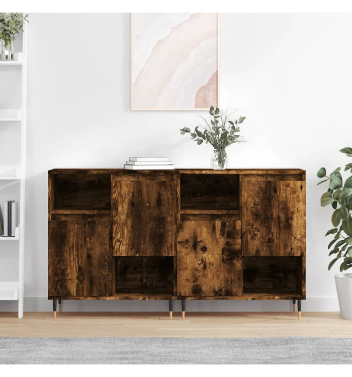Buffets 2 pcs chêne fumé bois d'ingénierie | Mobilier & Déco
