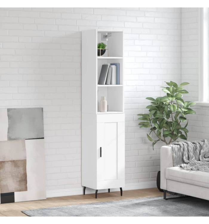 Buffet haut Blanc 34,5x34x180 cm Bois d'ingénierie | Mobilier & Déco