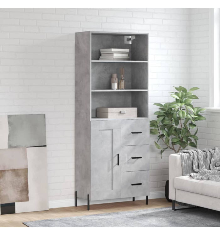 Buffet haut Gris béton 69,5x34x180 cm Bois d'ingénierie | Mobilier & Déco
