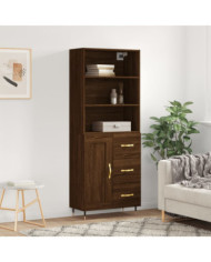 Buffet haut Chêne marron 69,5x34x180 cm Bois d'ingénierie | Mobilier & Déco