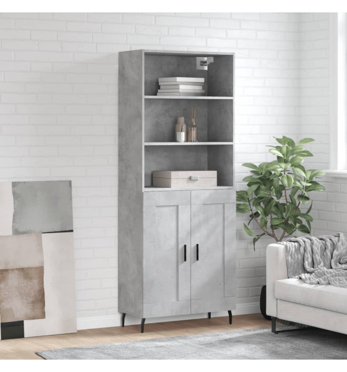 Buffet haut Gris béton 69,5x34x180 cm Bois d'ingénierie | Mobilier & Déco